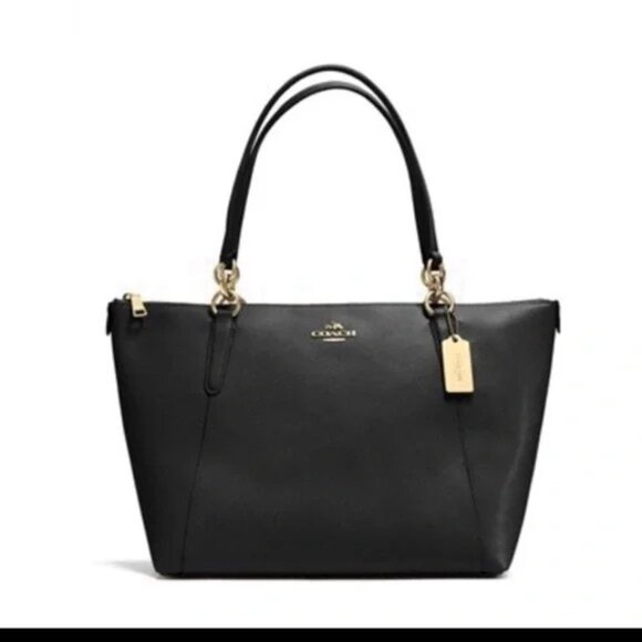 Coach Ava Black Leather Shoulder Bag Tote Purse - Picture 1 of 14